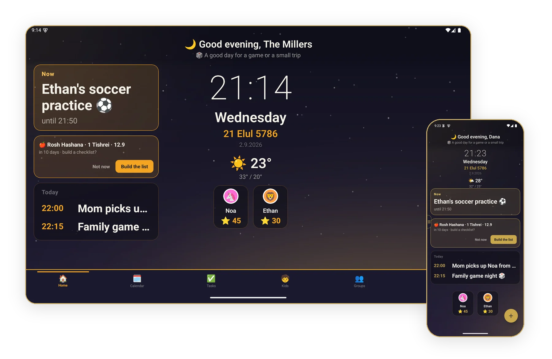 The CalendBoard phone app and the family board, updated together